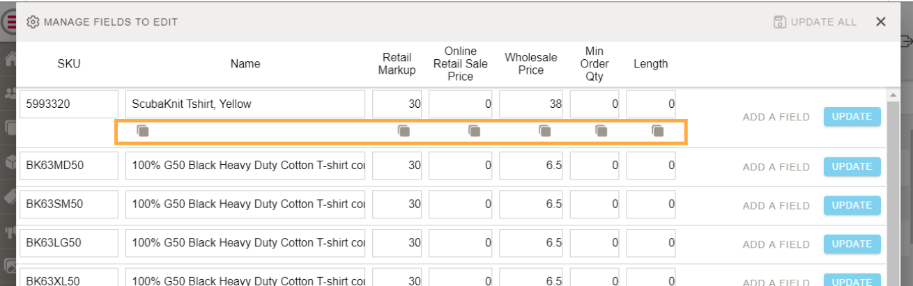 13 - Copy down bulk editor functionality, update multiple fields for your products at once