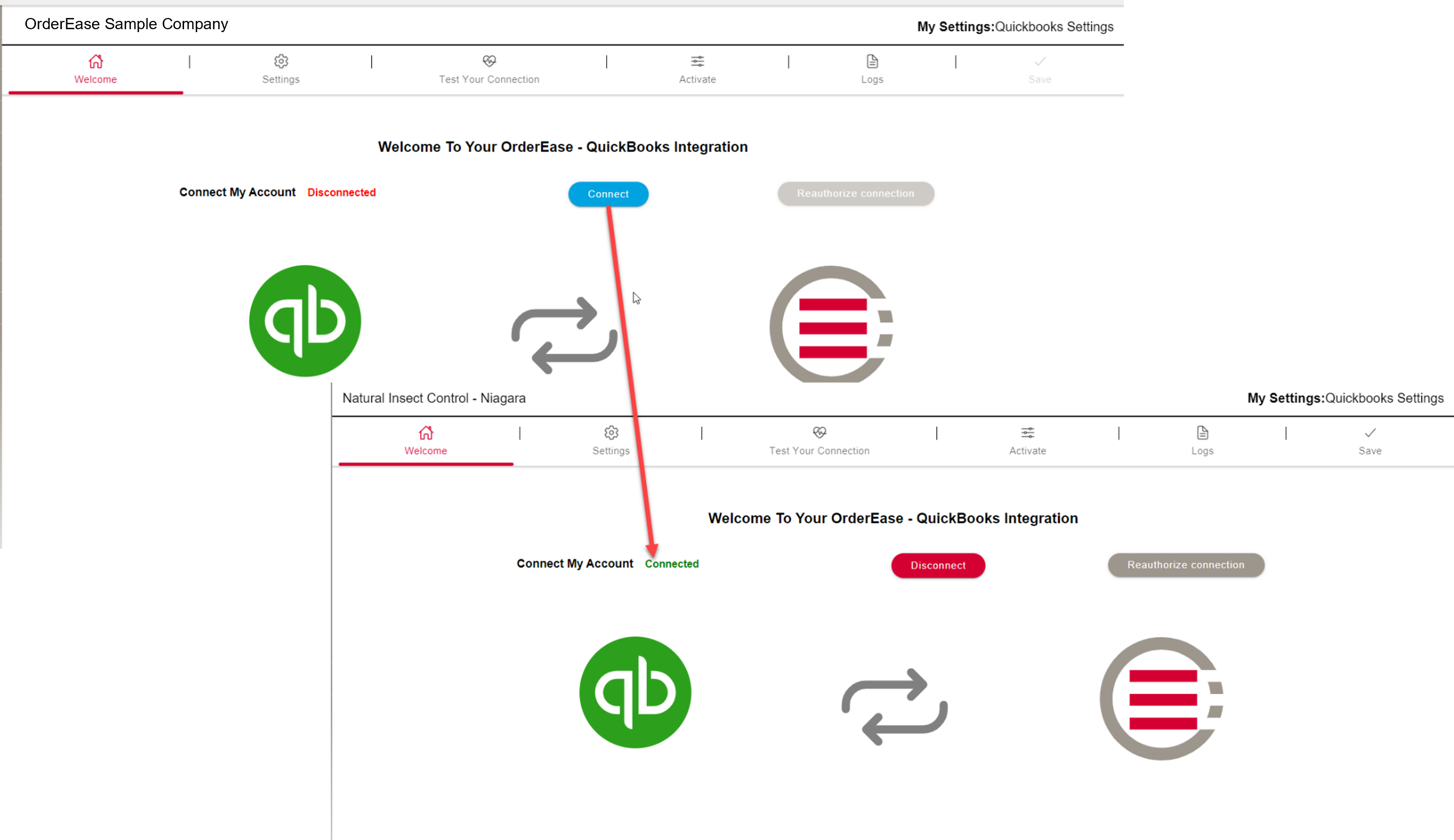 Pop up for QuickBooks sign in